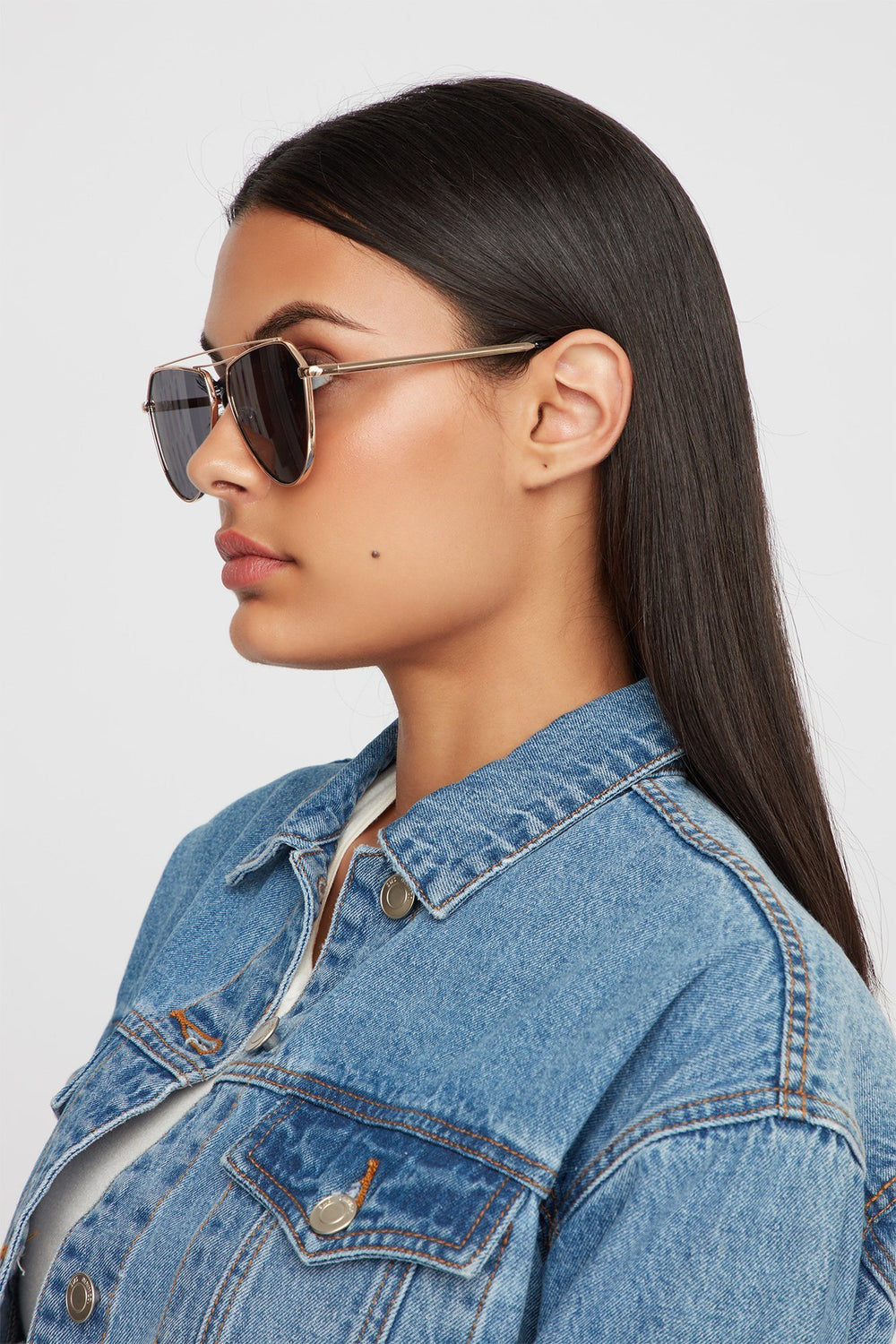 Women Double Brow Bar Aviator Sunglasses Brown