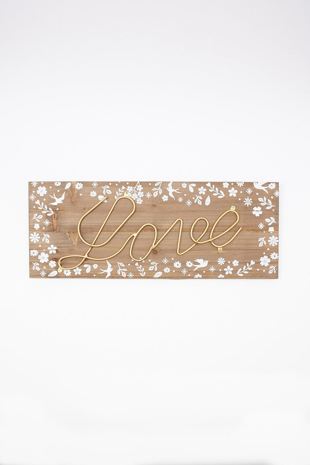 Women Love Wire Floral Wood Wall Panel Brown