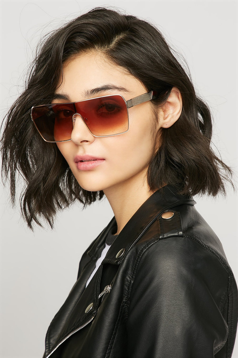 women Oversized Shield Sunglasses Brown