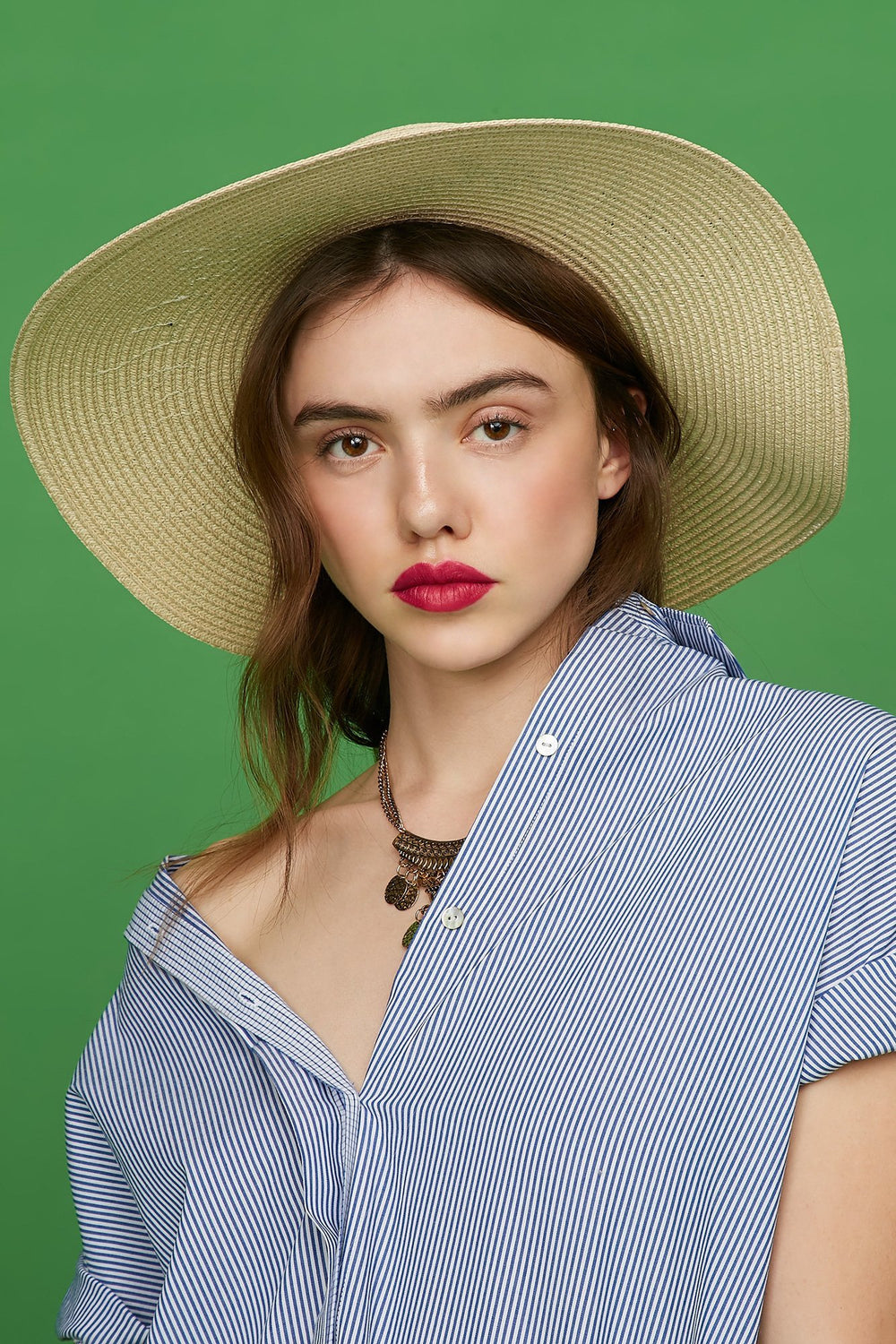 Women Summer Vibes Sequin Beach Hat Brown