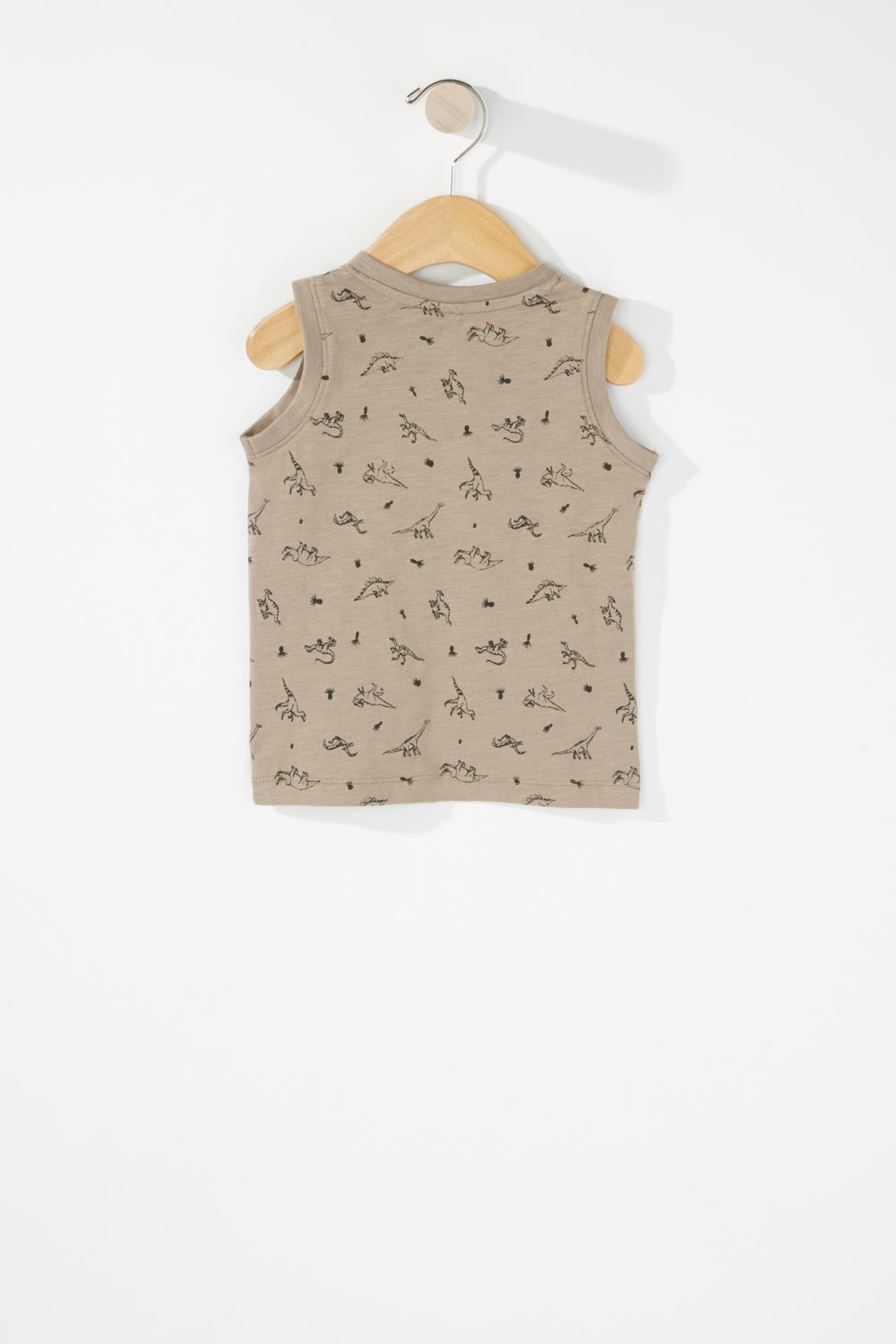 Kids Baby Boy 3-Tier Button Dinosaur Graphic Tank Brown
