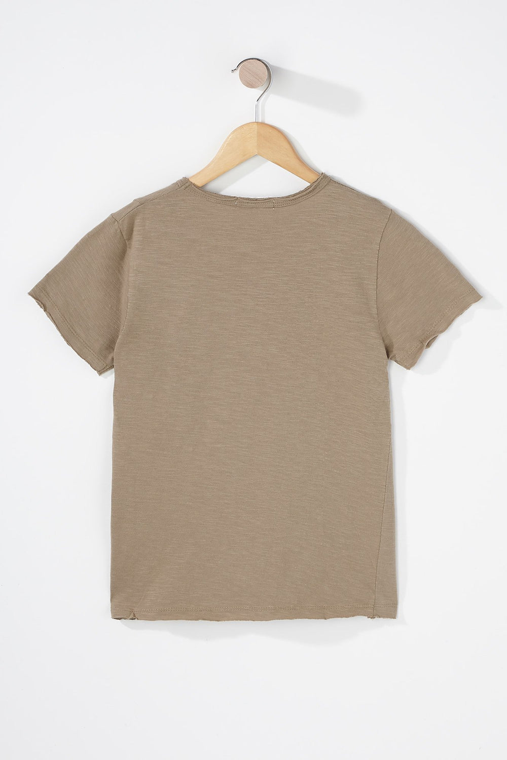 Kids Boys Slanted Pocket Crewneck T-Shirt Brown