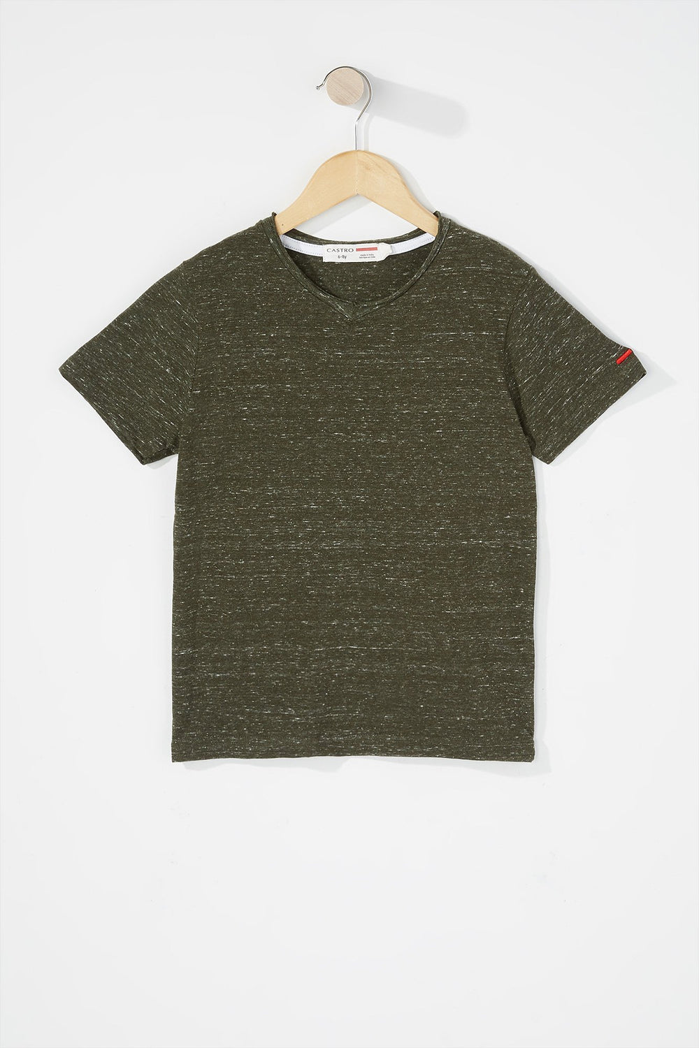 Kids Boys Space Dye V-Neck T-Shirt Brown