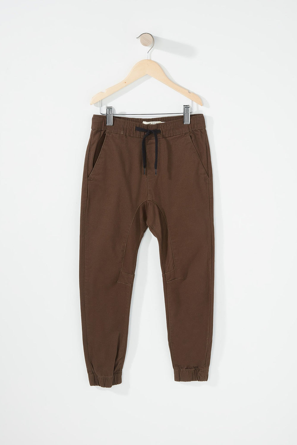 Kids Boys Twill Drawstring Jogger Brown