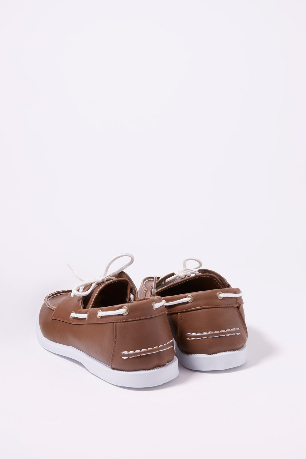 Men Mocassins bateau lacés en similicuir Brun