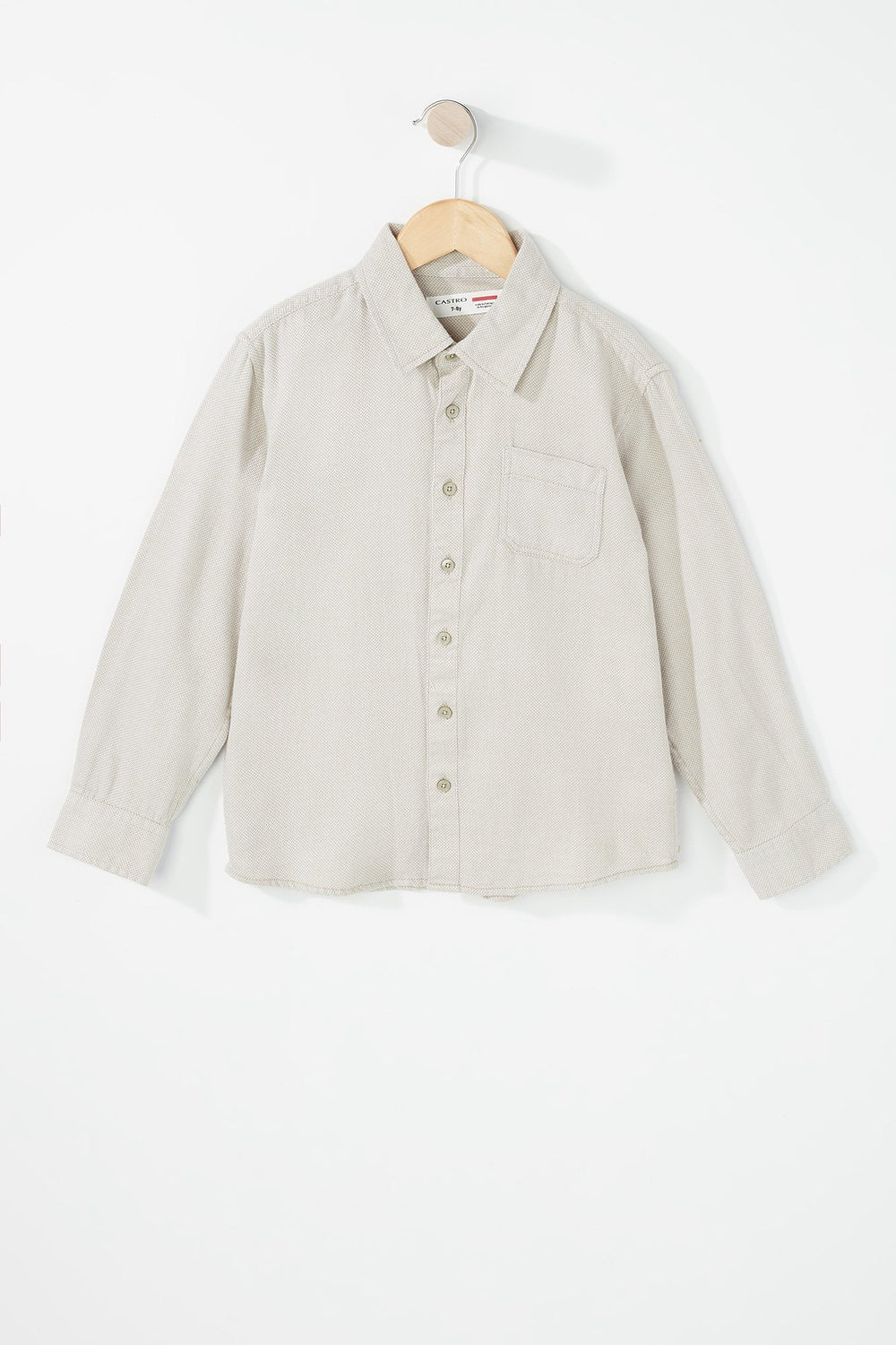 Kids Chemise légère boutonnée avec col et poche pour garçon Brun