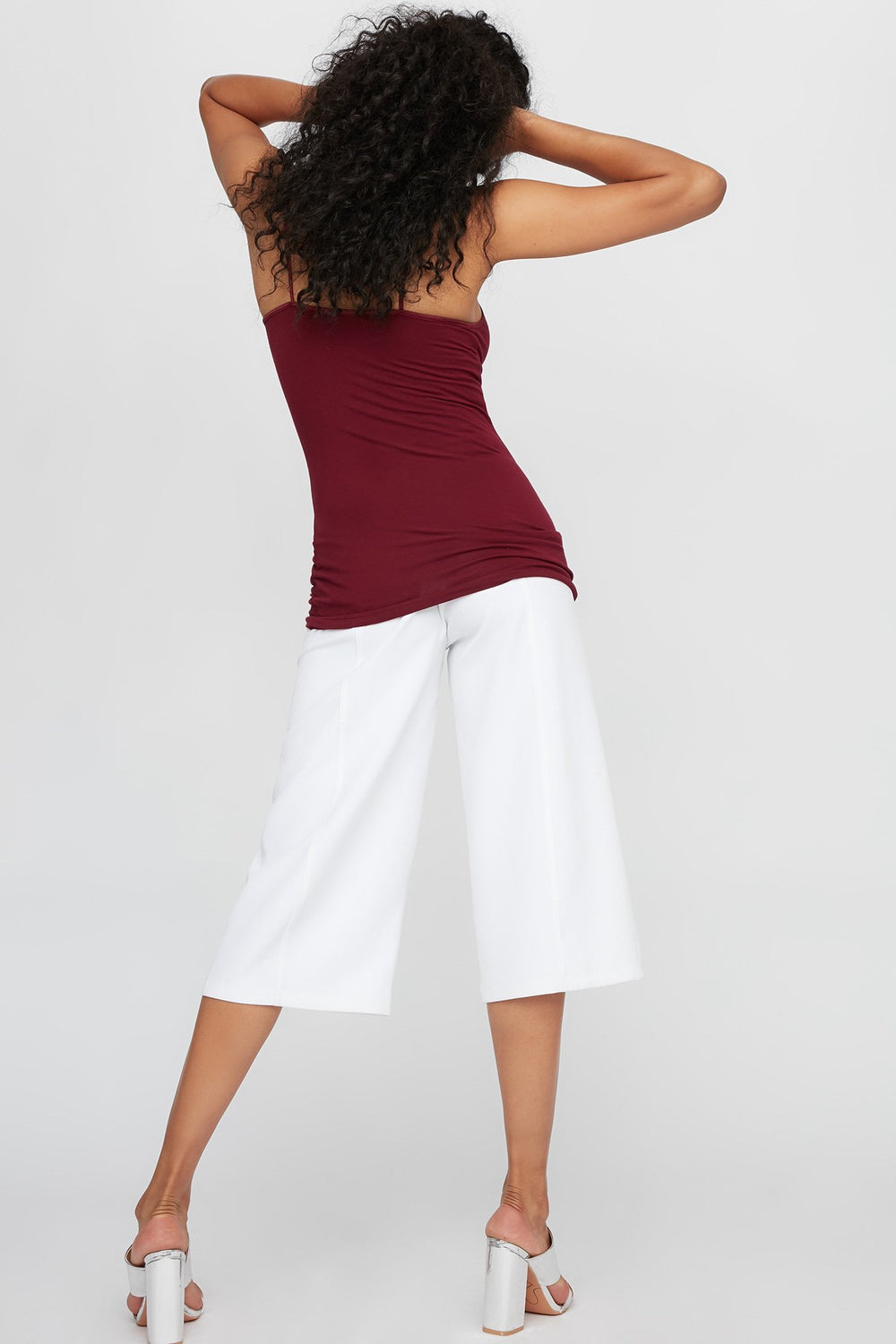 Women Longline Basic Camisole Burgundy