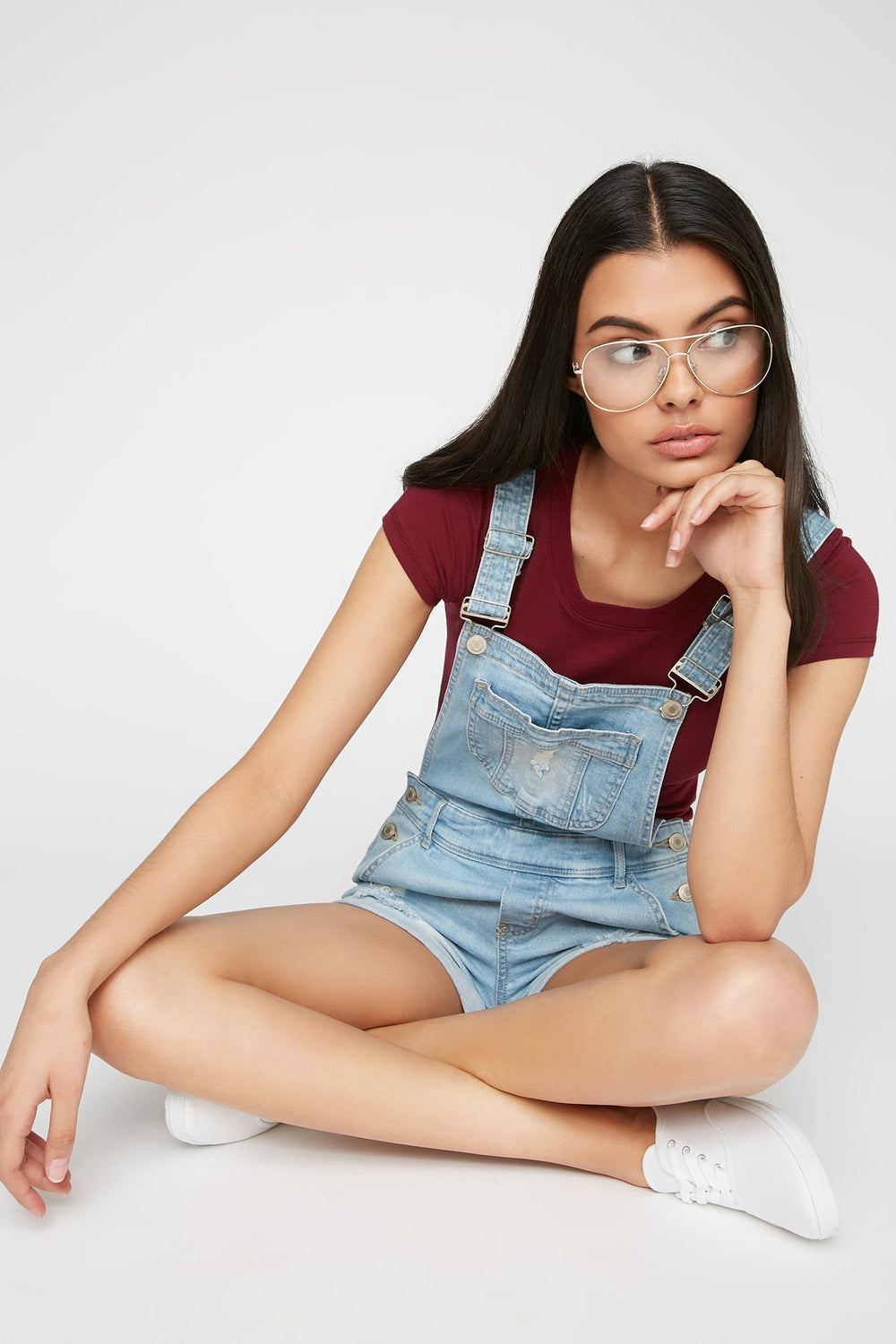 Women Scoop Neck Basic T-Shirt Burgundy