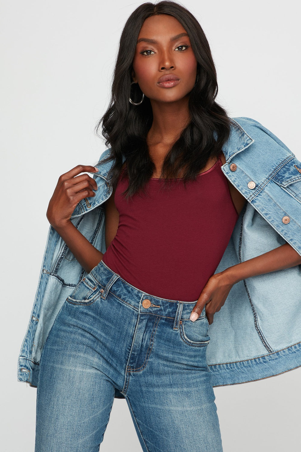 Women Scoop Neck Coloured Basic Camisole Burgundy