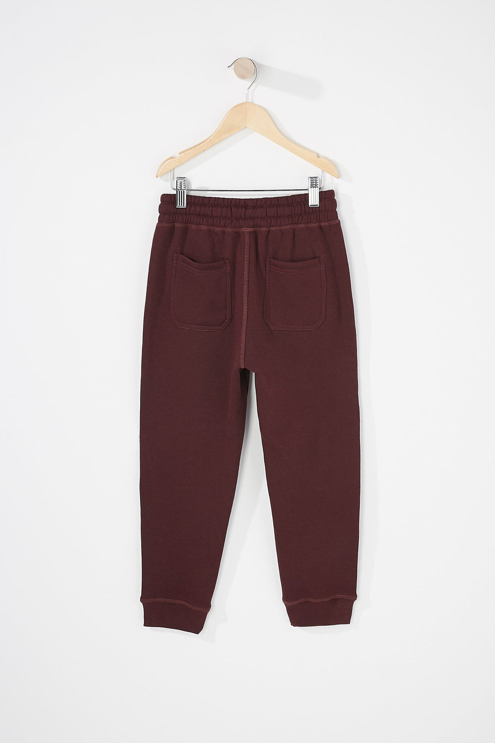 Kids Boys Fleece Zipper Drawstring Jogger Burgundy