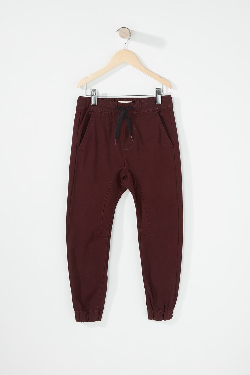 Kids Boys Twill Drawstring Jogger Burgundy