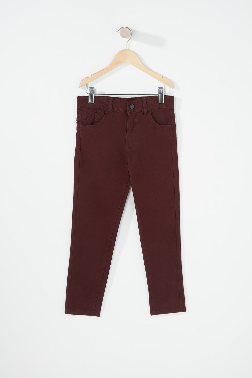 Kids Boys Twill Slim Jean Burgundy