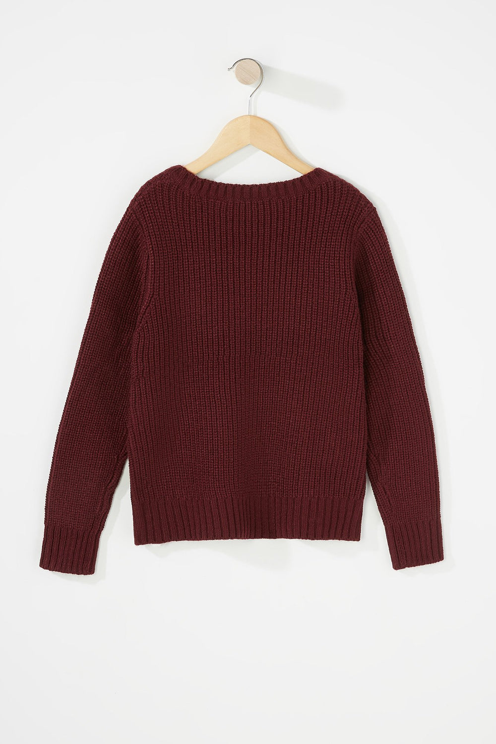 Kids Girls Lace-Up Knit Popover Sweater Burgundy
