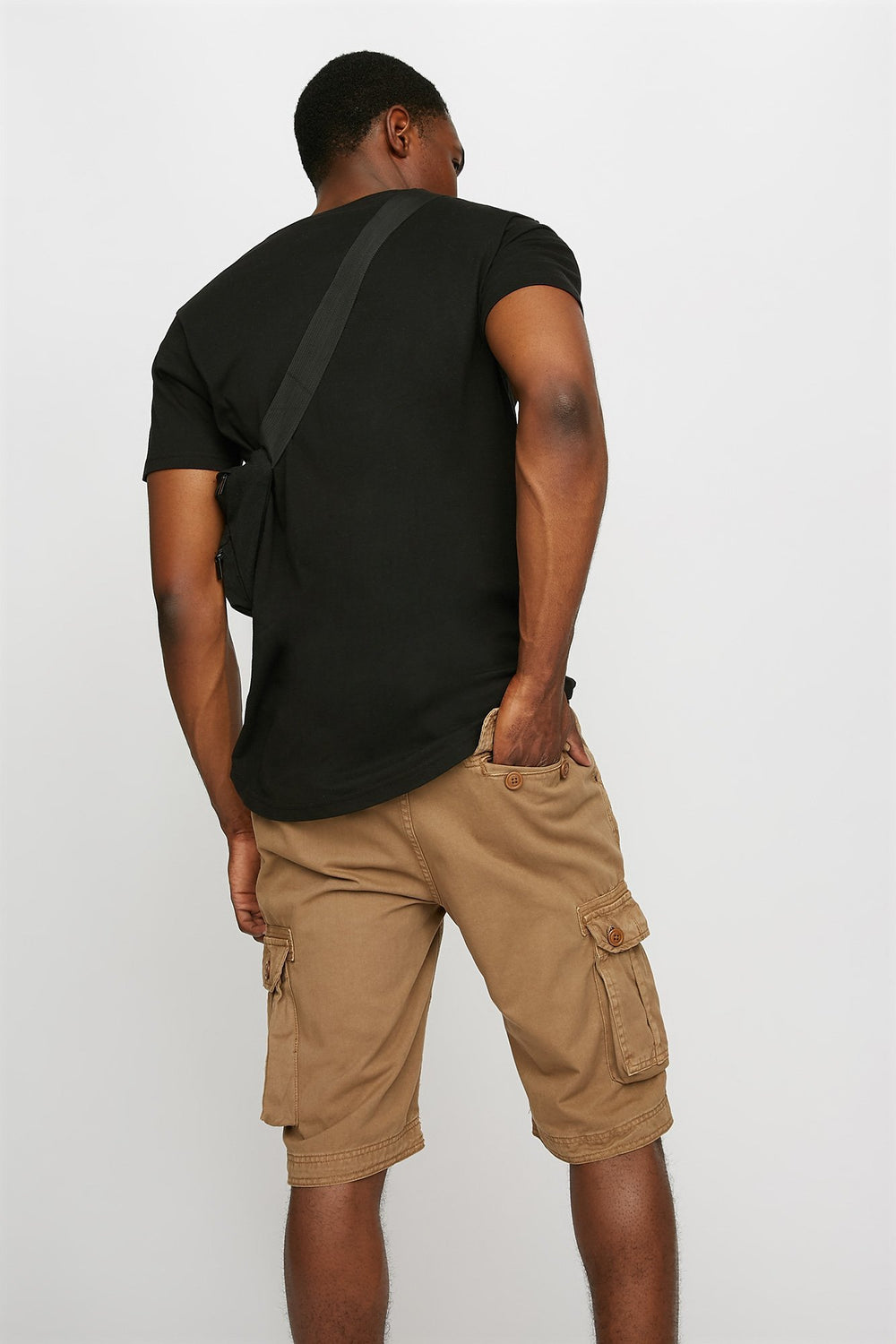 Men Canvas Slim Cargo Short Camel