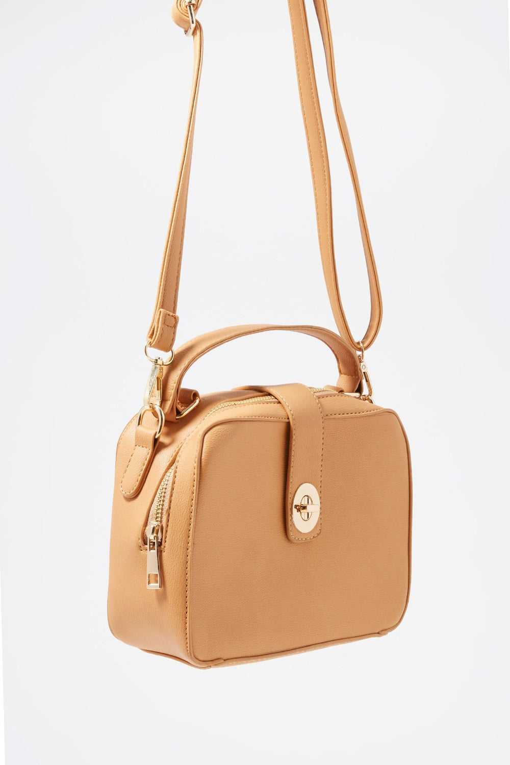 Women Lock Buckle Crossbody Bag Camel