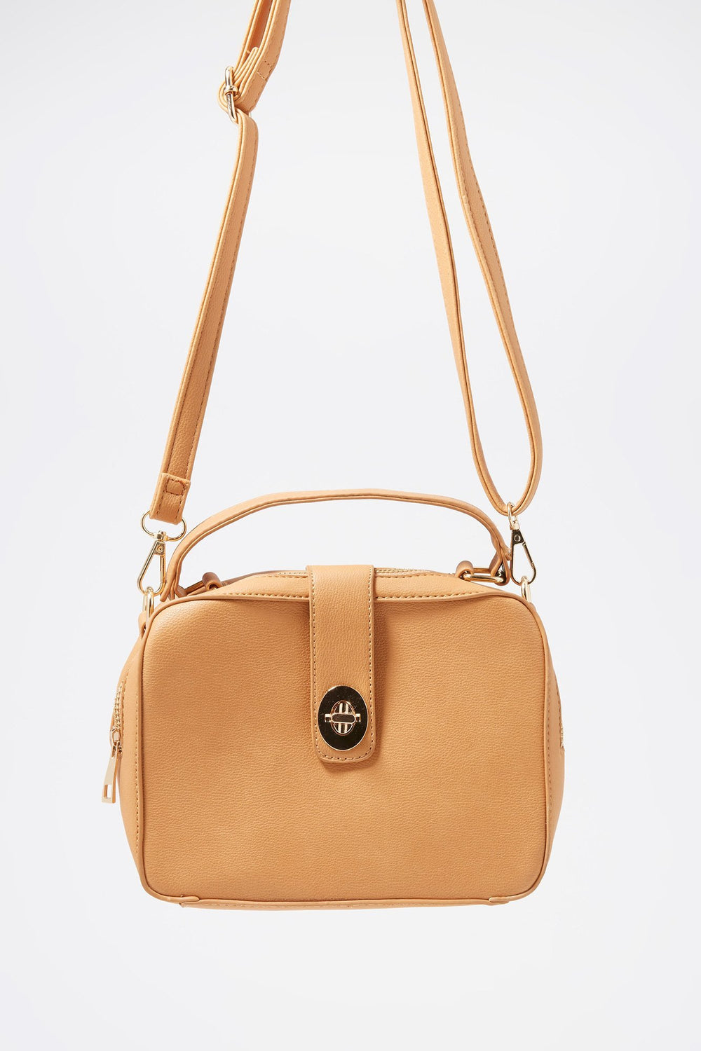 Women Lock Buckle Crossbody Bag Camel