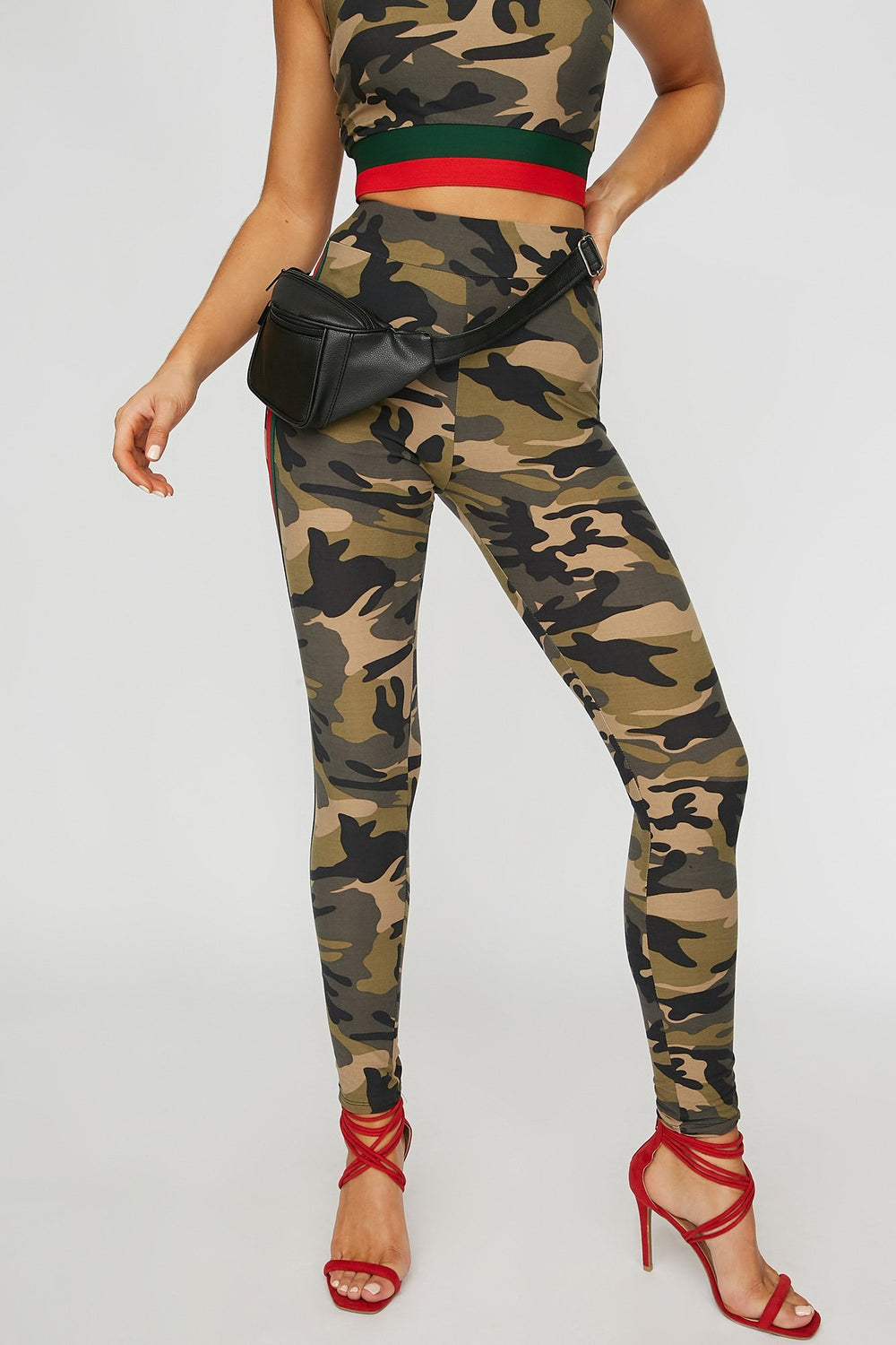 Women Side Stripe Camo High-Rise Legging Camouflage