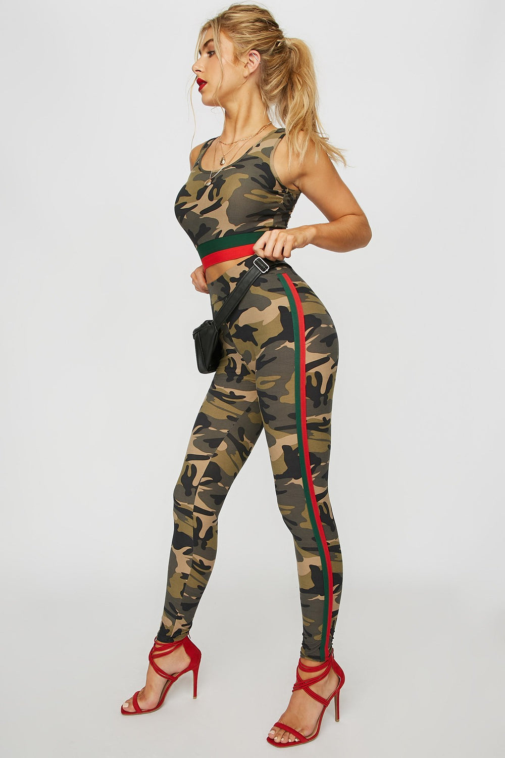 Women Side Stripe Camo High-Rise Legging Camouflage