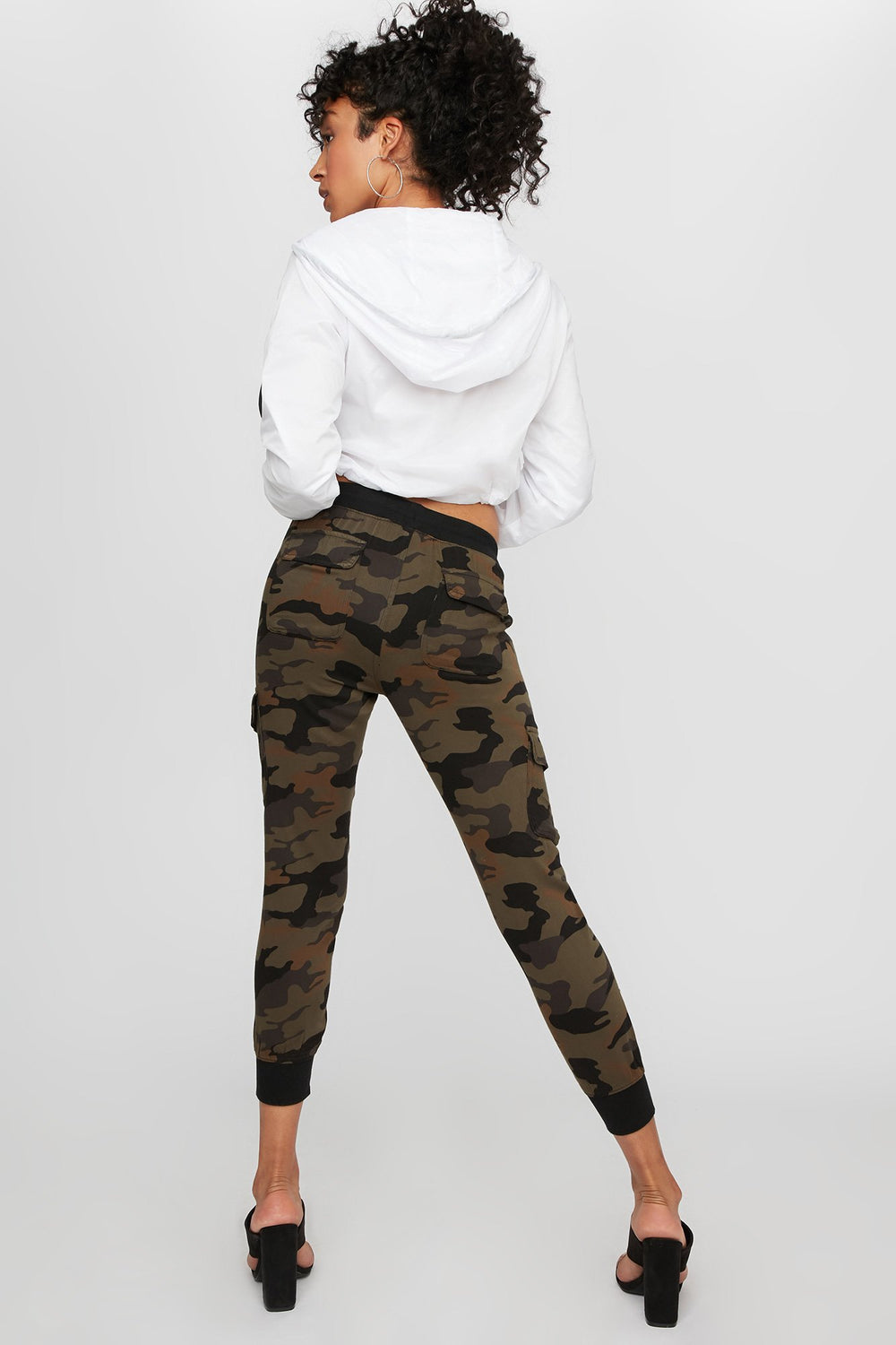 Women Camo Drawstring Cargo Jogger Camouflage