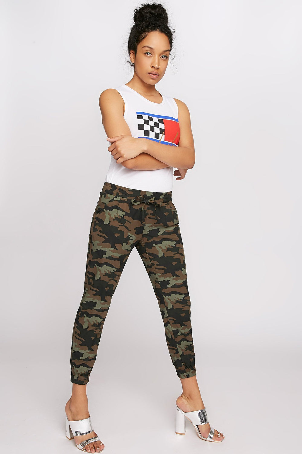 Women Camo Drawstring Jogger Camouflage
