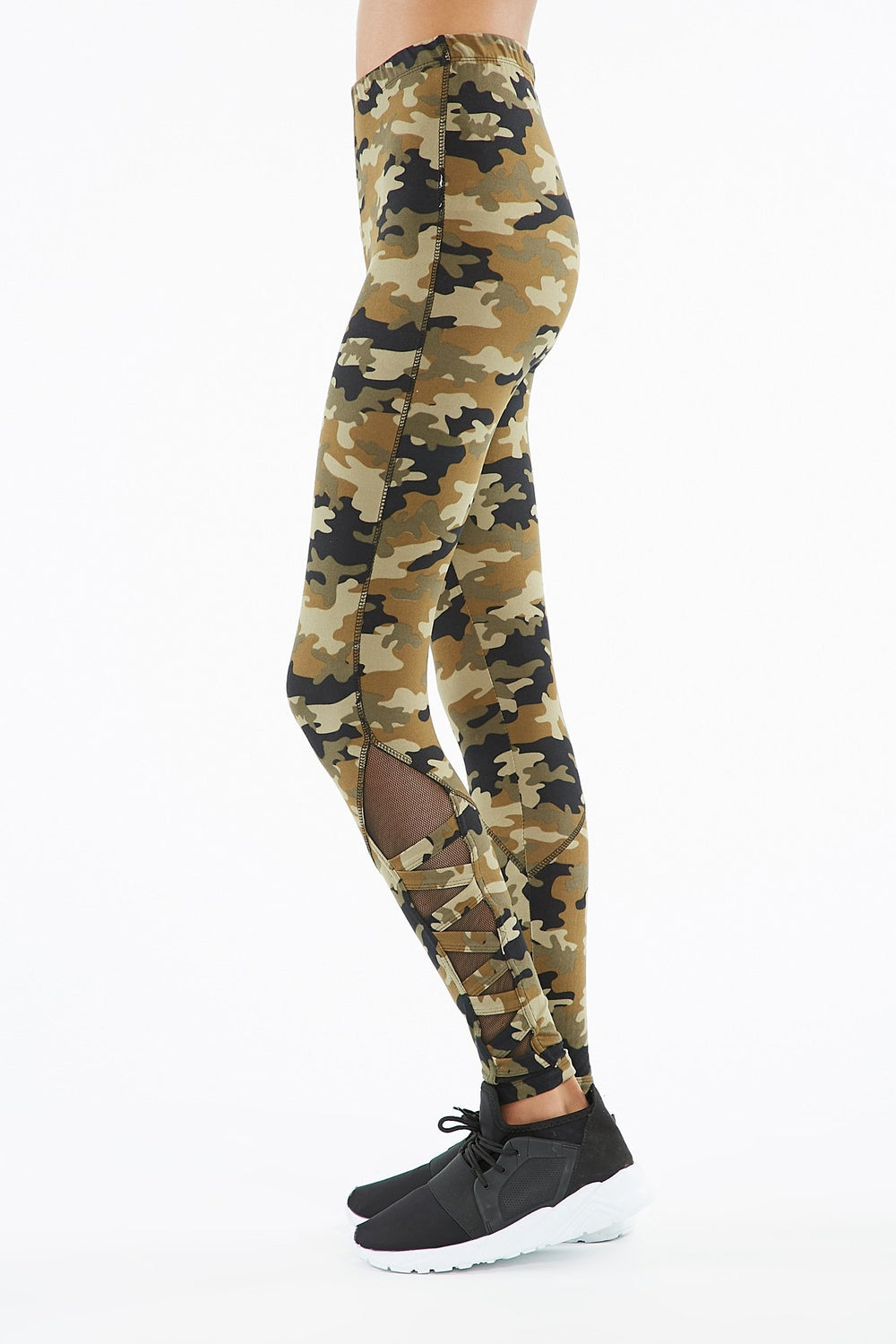 Women Low-Rise Caged Mesh Legging Camouflage
