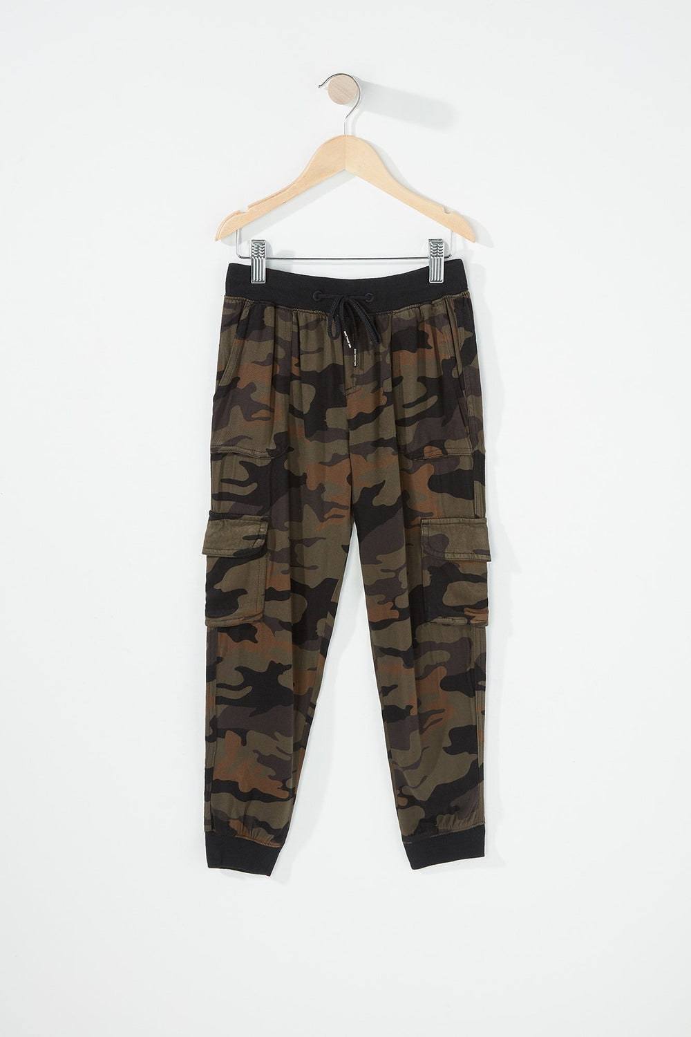 Kids Girls Twill Drawstring Cargo Jogger Camouflage