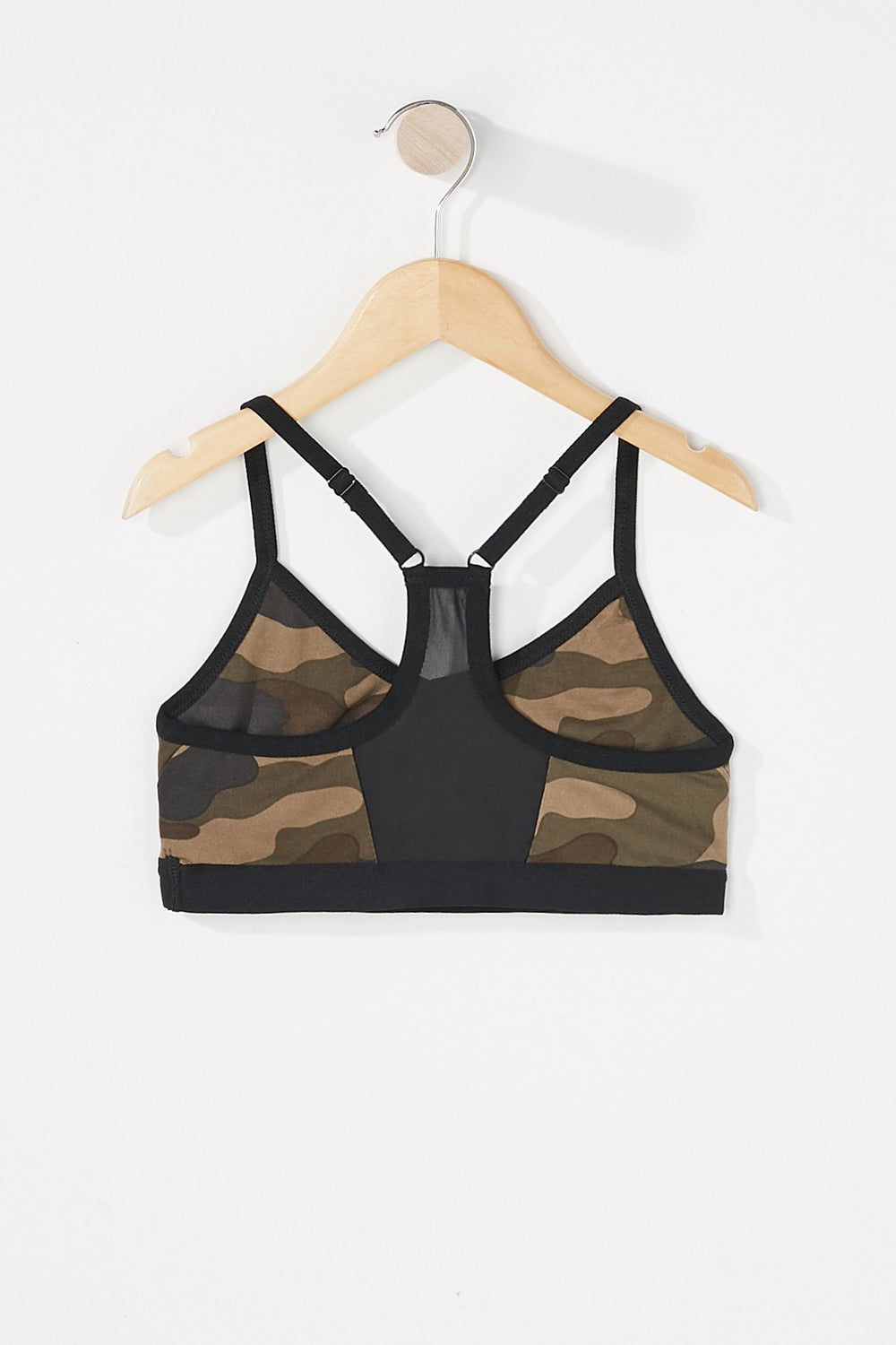 Kids Girls V-Neck Racerback Sports Bra Camouflage