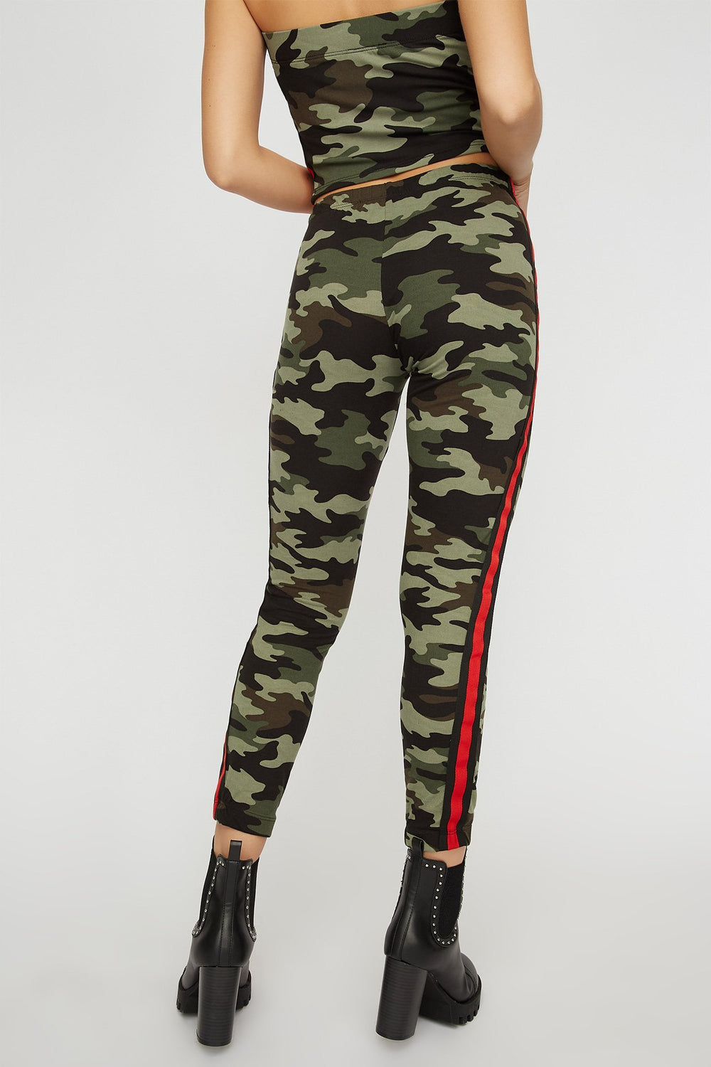 Women Pantalon de jogging imprimé avec rayures latérales Camouflé
