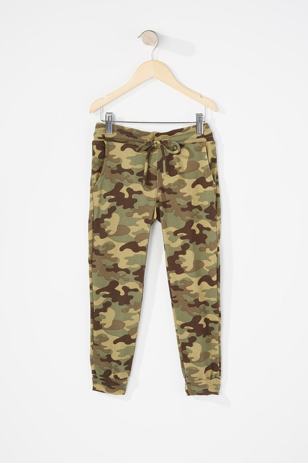 Kids Pantalon de jogging en molleton imprimé à taille coulissante pour fille Camouflé