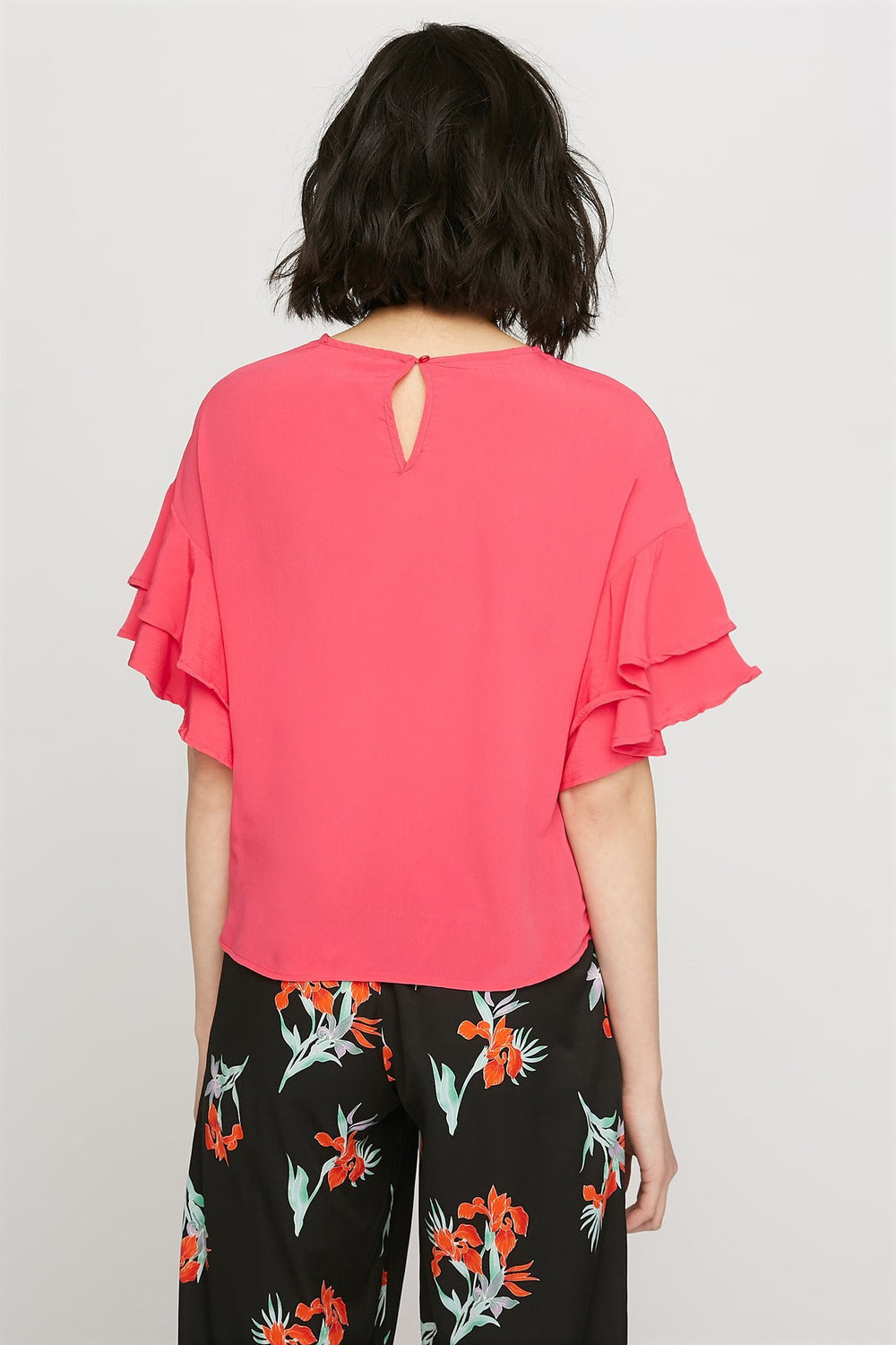 women Blouse volantée à manches évasées Cerise