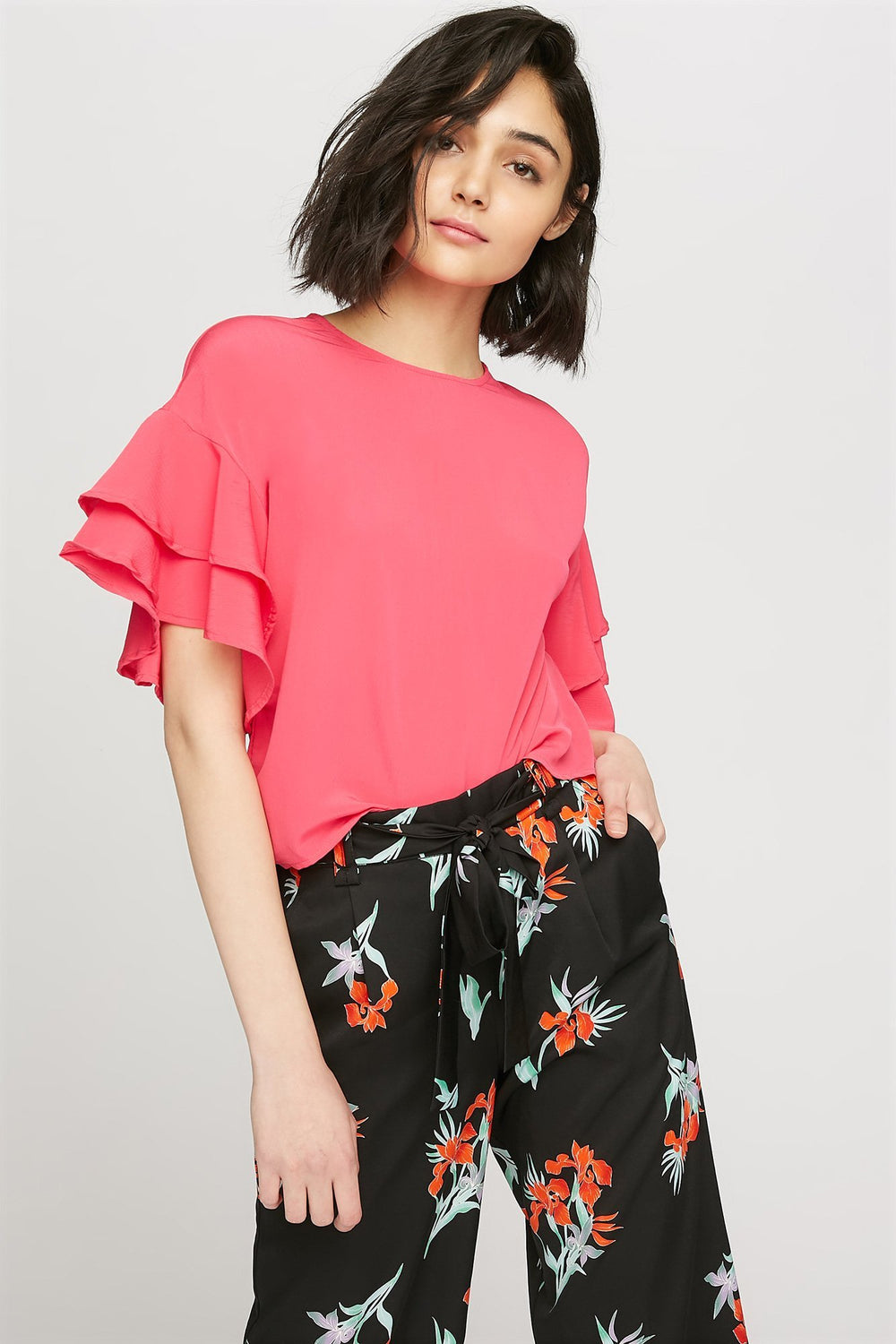 women Blouse volantée à manches évasées Cerise