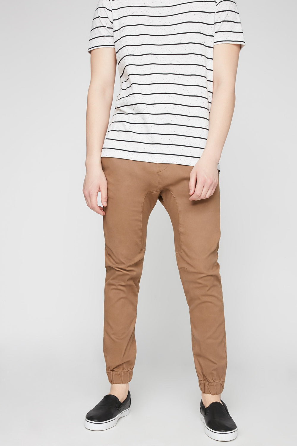 Men Pantalon de jogging en sergé chameau à taille coulissante Chameau