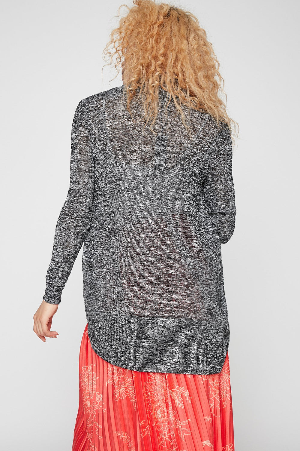 Women Hacci Open-Front Knit Cardigan Charcoal