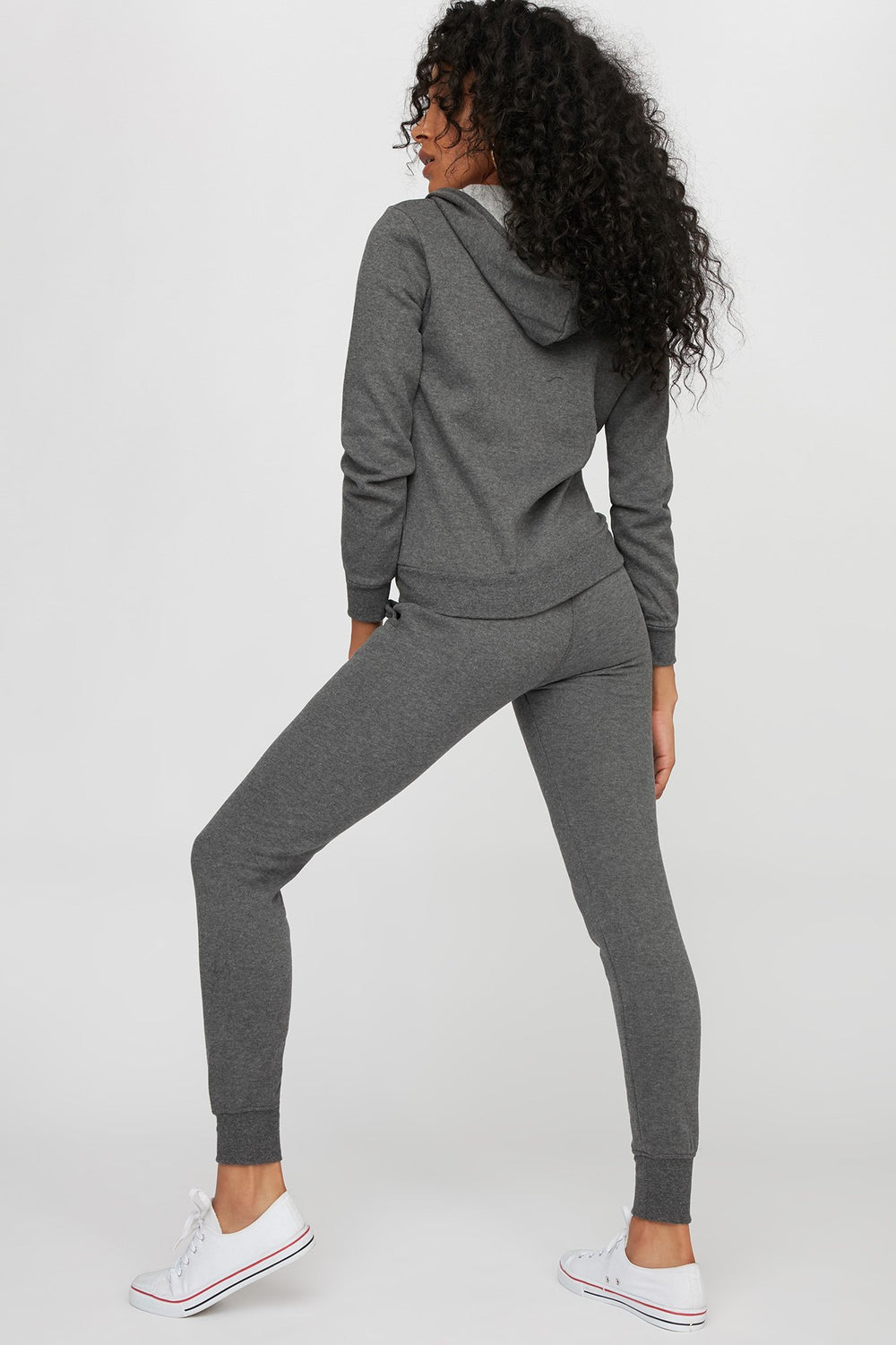 Women Fleece Drawstring Jogger Charcoal