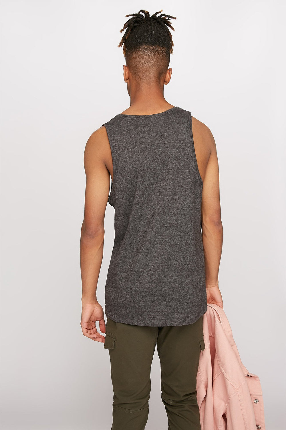 Men Geometric Palm Tree Graphic Tank Charcoal