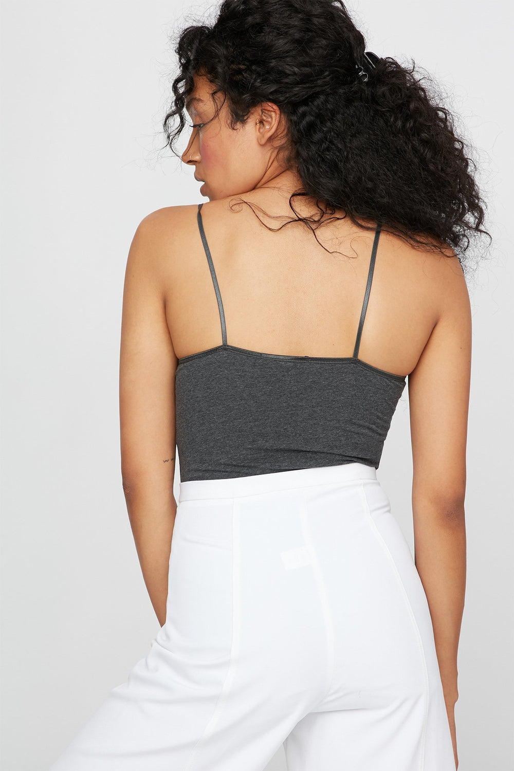 Women Longline Basic Camisole Charcoal
