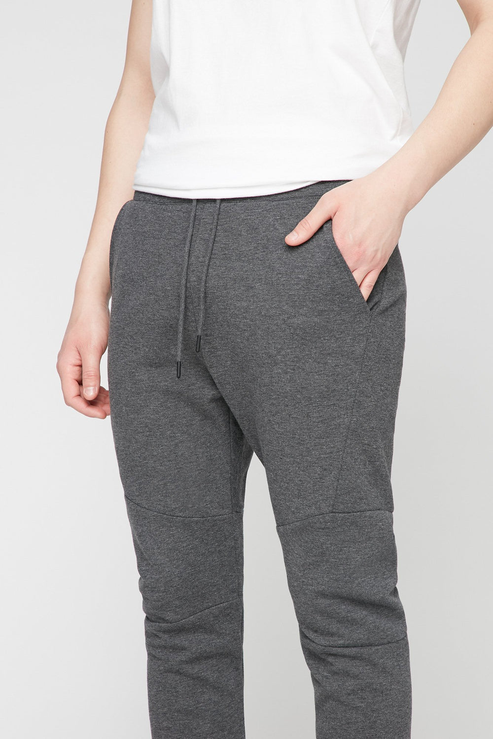 Men Moto Fleece Drawstring Jogger Charcoal