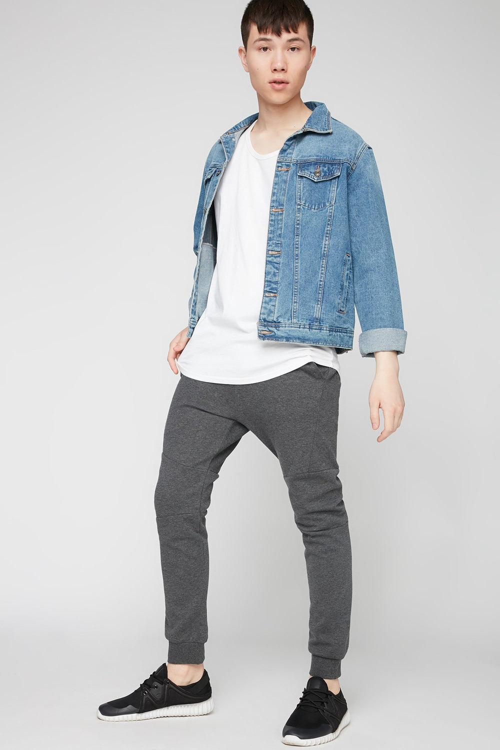 Men Moto Fleece Drawstring Jogger Charcoal