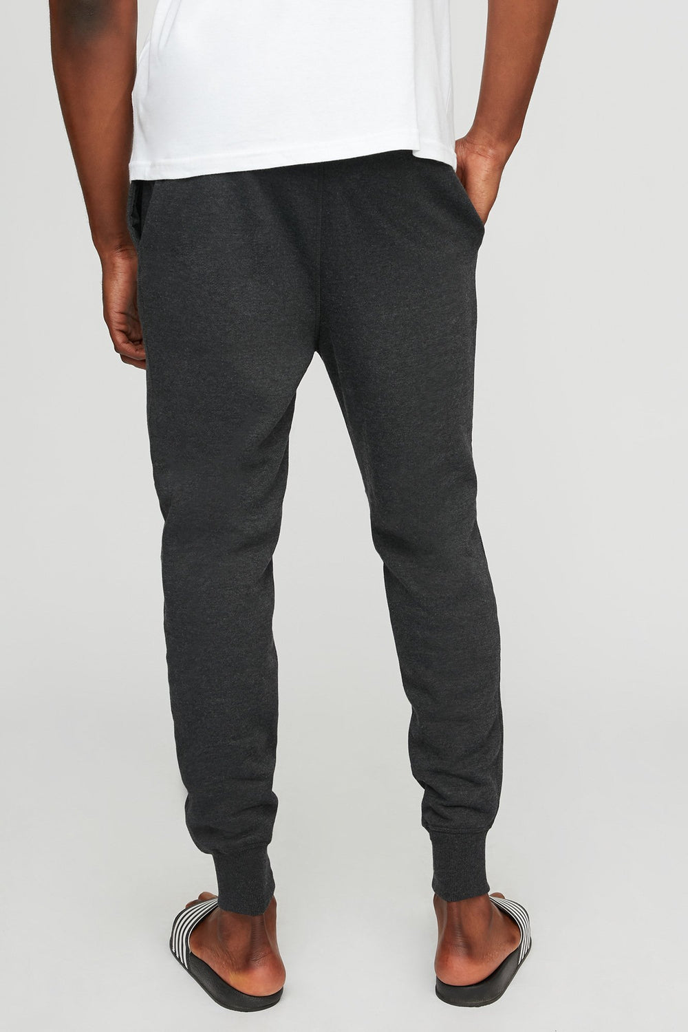 Men Slim Fleece Drawstring Jogger Charcoal