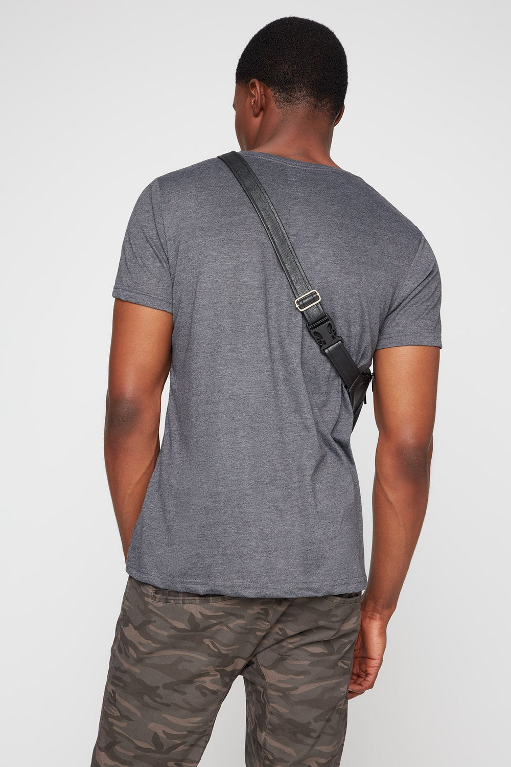 Men V-Neck T-Shirt Charcoal