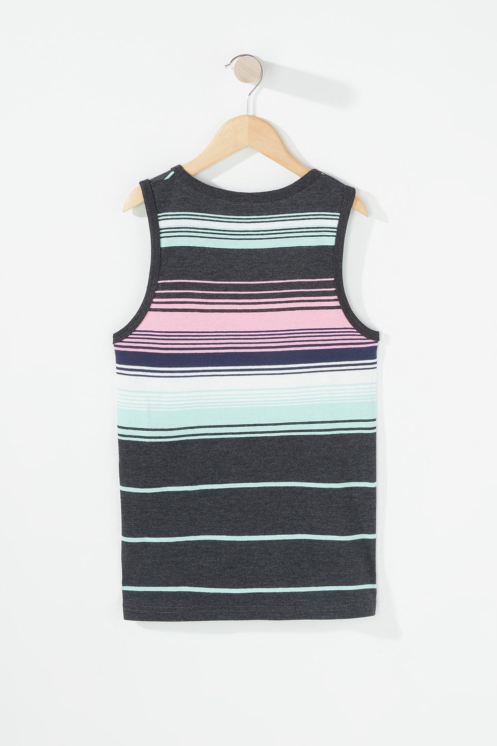Kids Boys Coloured Striped Tank Charcoal