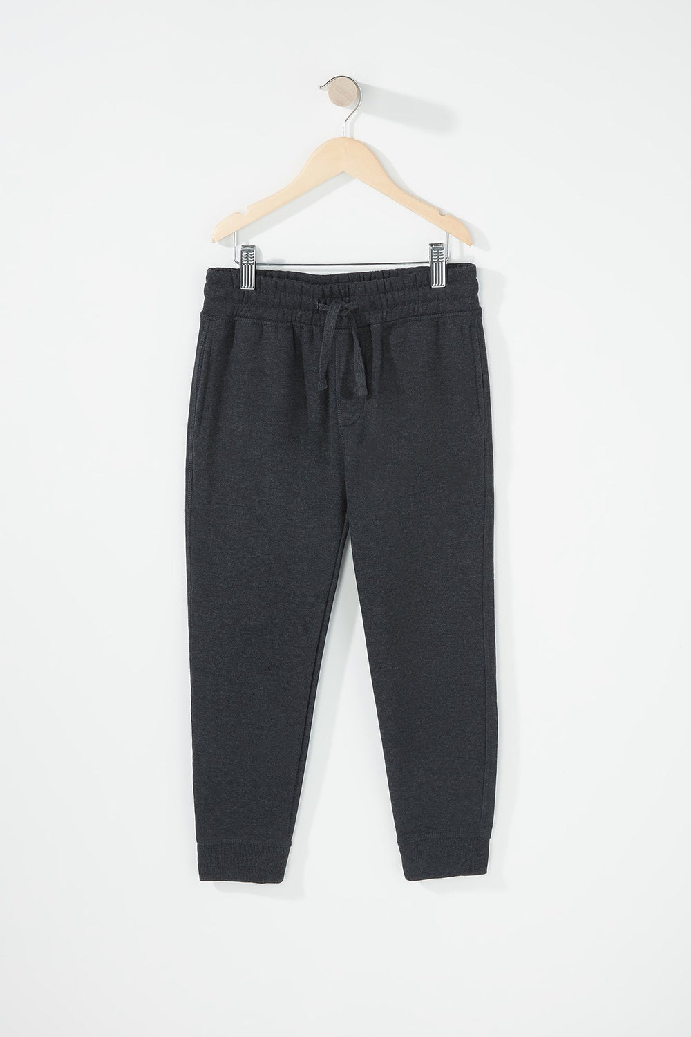 Kids Boys Drawstring Fleece Jogger Charcoal