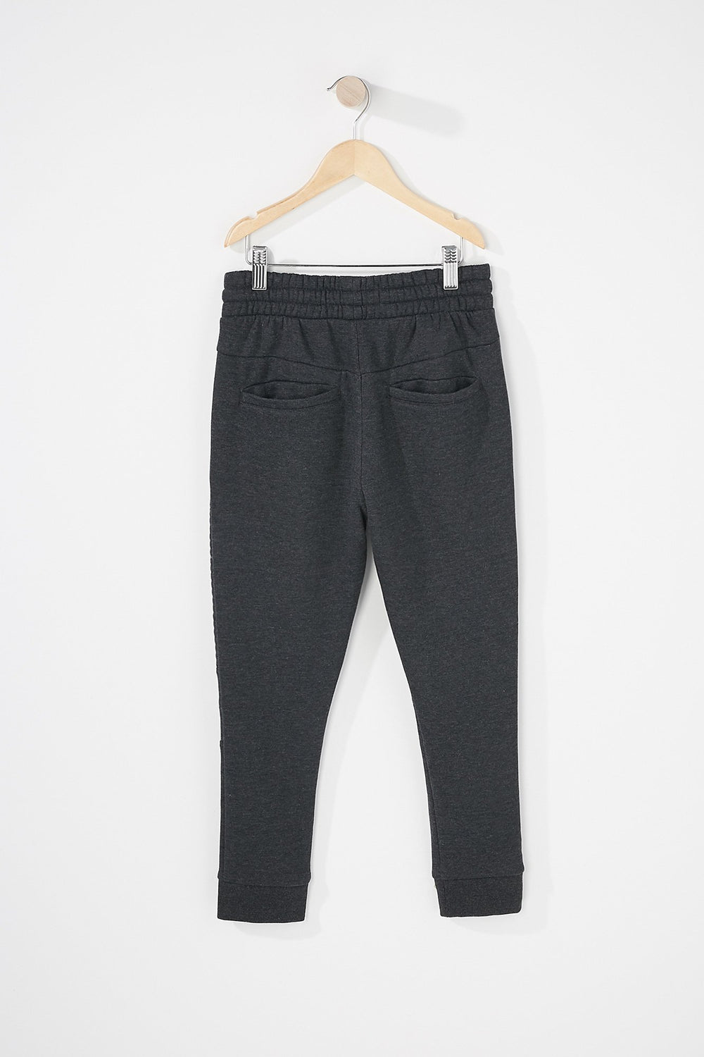 Kids Boys Fleece Moto Drawstring Jogger Charcoal