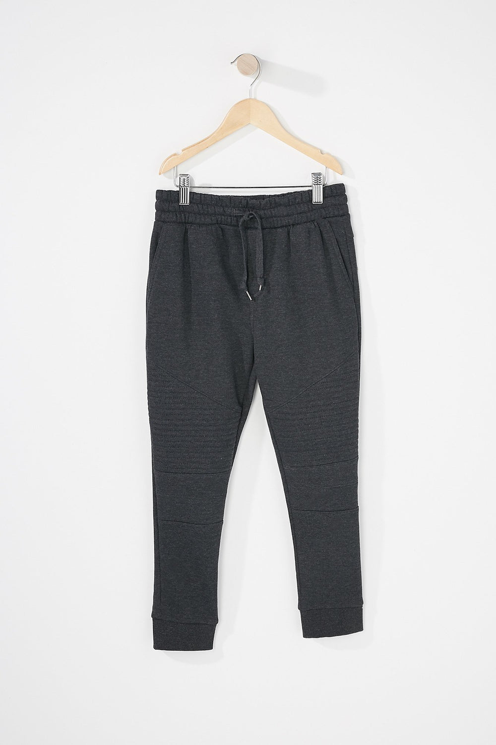 Kids Boys Fleece Moto Drawstring Jogger Charcoal
