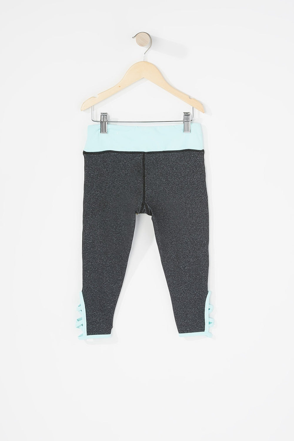 Kids Girls Caged Ankle Cropped Active Legging Charcoal