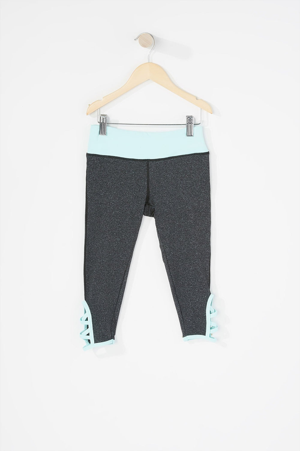 Kids Girls Caged Ankle Cropped Active Legging Charcoal