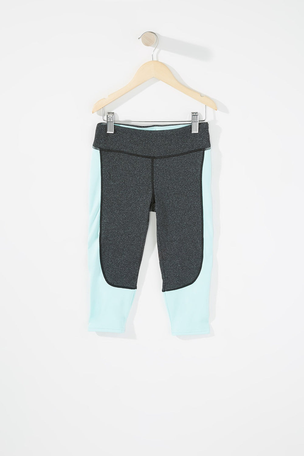 Kids Girls Colour Block Printed Active Legging Charcoal