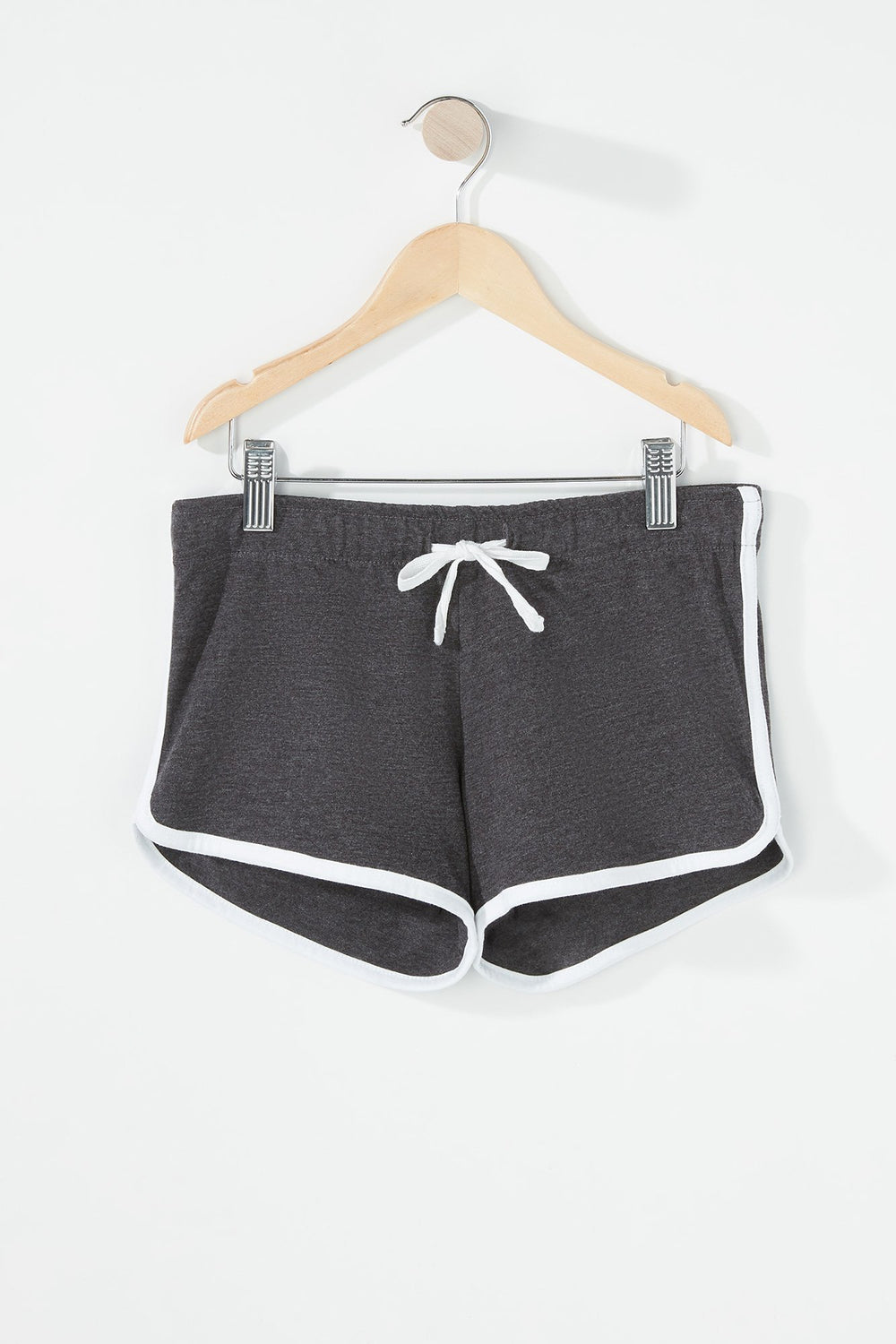 Kids Girls Contrast Dolphin Hem Drawstring Short Charcoal