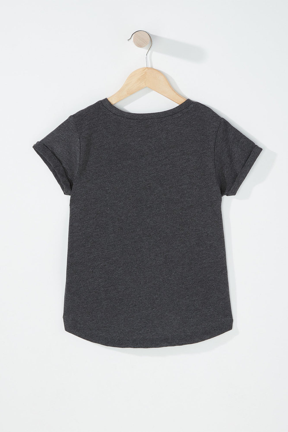 Kids Girls Dolphin Hem Pocket T-Shirt Charcoal