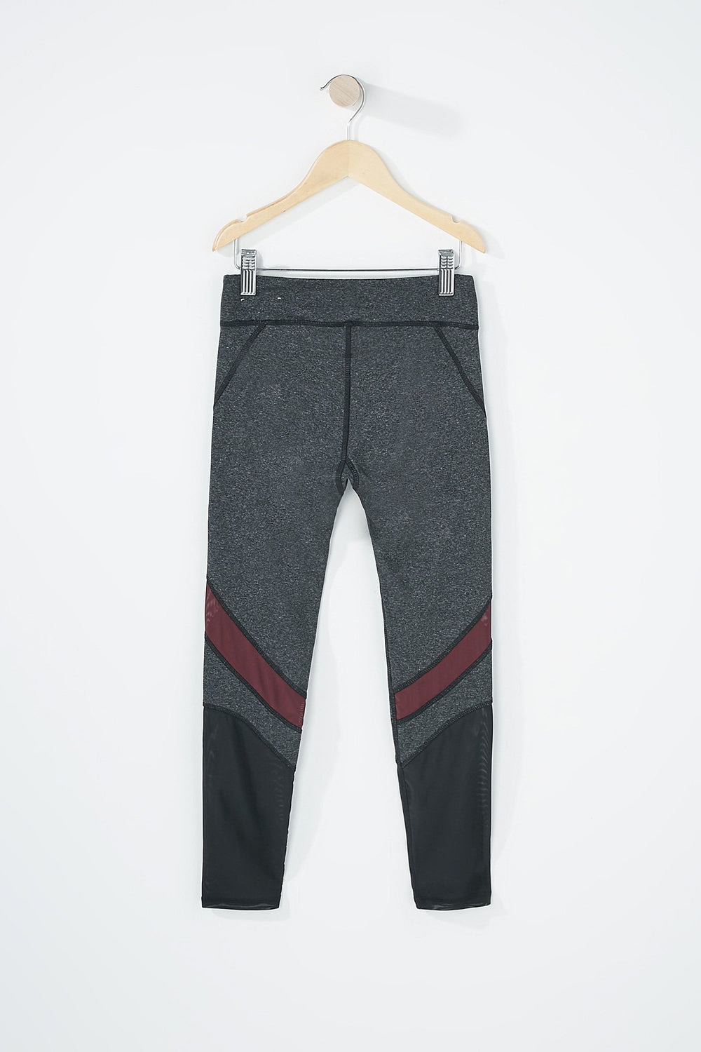 Kids Girls Mesh Contrast Active Legging Charcoal